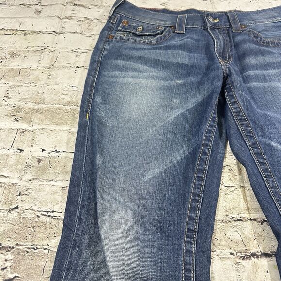 True Religion Jeans Mens 33x33 Blue Ricky Relaxed Straight Light Wash Denim - Picture 4 of 16